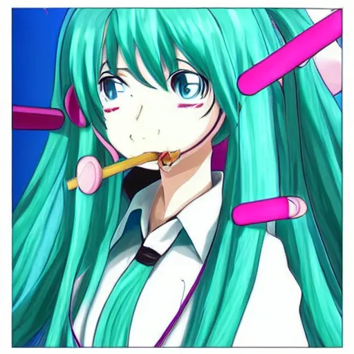 Image similar to hatsune miku smoking weed