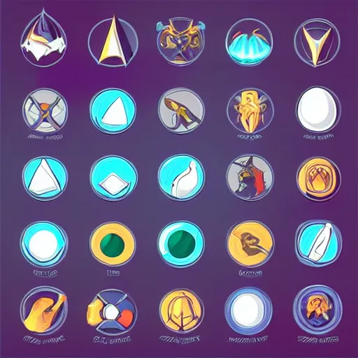 Image similar to wizard skills icons set, UI, HD vector art, trending on artstation