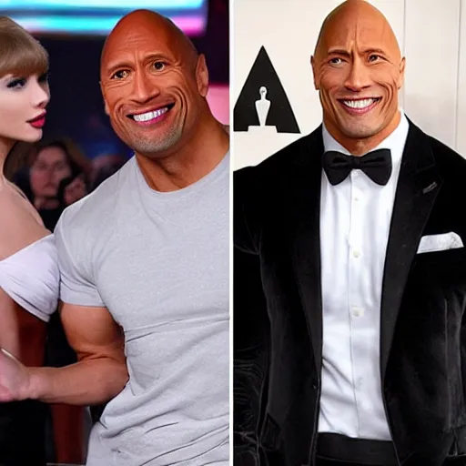 Image similar to Dwayne the rock Johnson as Taylor swift