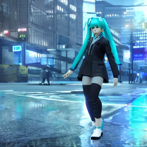 Image similar to Hatsune Miku in Detroit Become Human, 4k screenshot