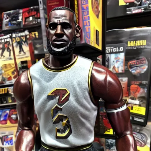 Image similar to lebron james promotional statue inside a gamestop