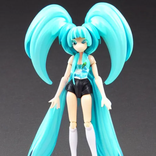 Prompt: 1 9 8 0 s kenner style action figure of hatsune miku, 5 points of articulation, full body, 4 k, highly detailed