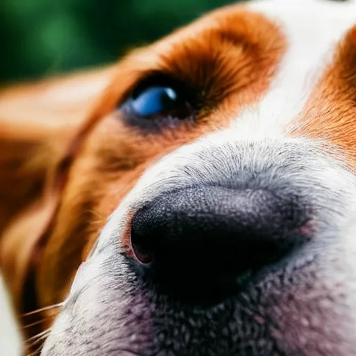 Image similar to closeup photo of a dog with human eyes, 4 k