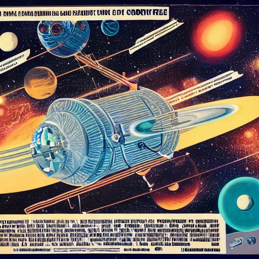 Image similar to space probe, symmetric, highly detailed, 4 k, 1 9 6 0 poster