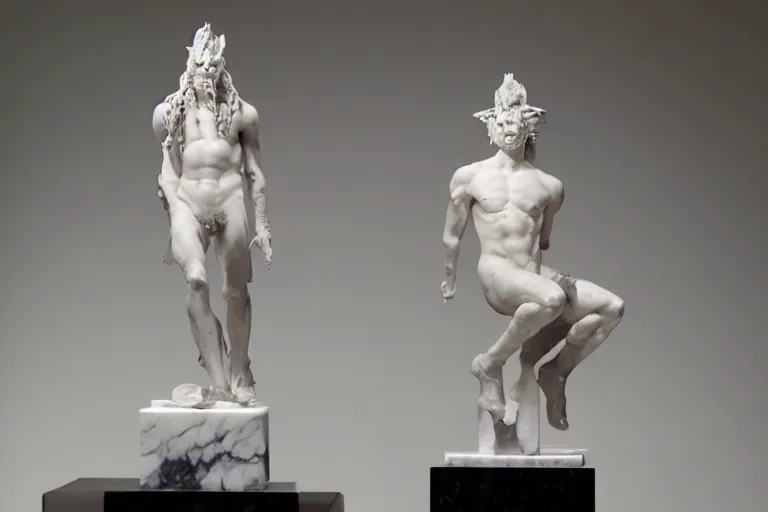 Prompt: Statue of the god of stars and fortresses made in solid marble | Michael Hussar |