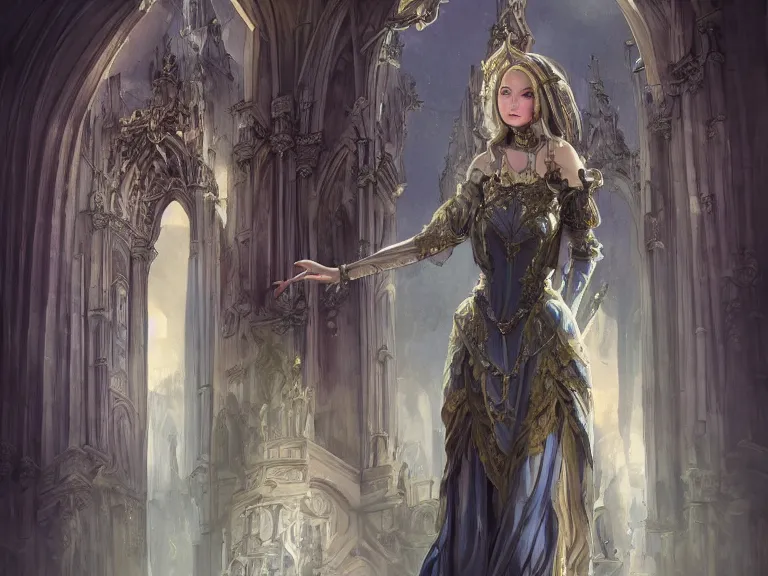 Image similar to full body portrait of a woman styled after a baroque cathedral 🍑, fantasy artwork, award winning, very very very very very very very beautiful scenery, artstation