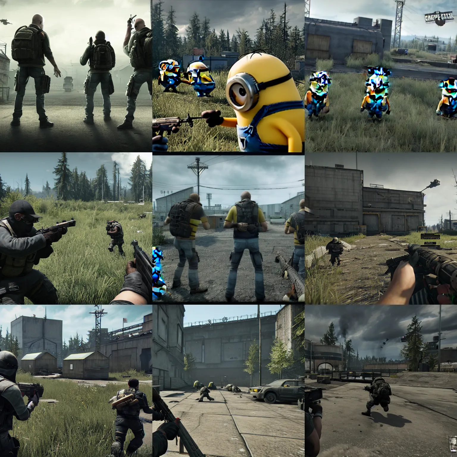 Prompt: minions playing escape from tarkov