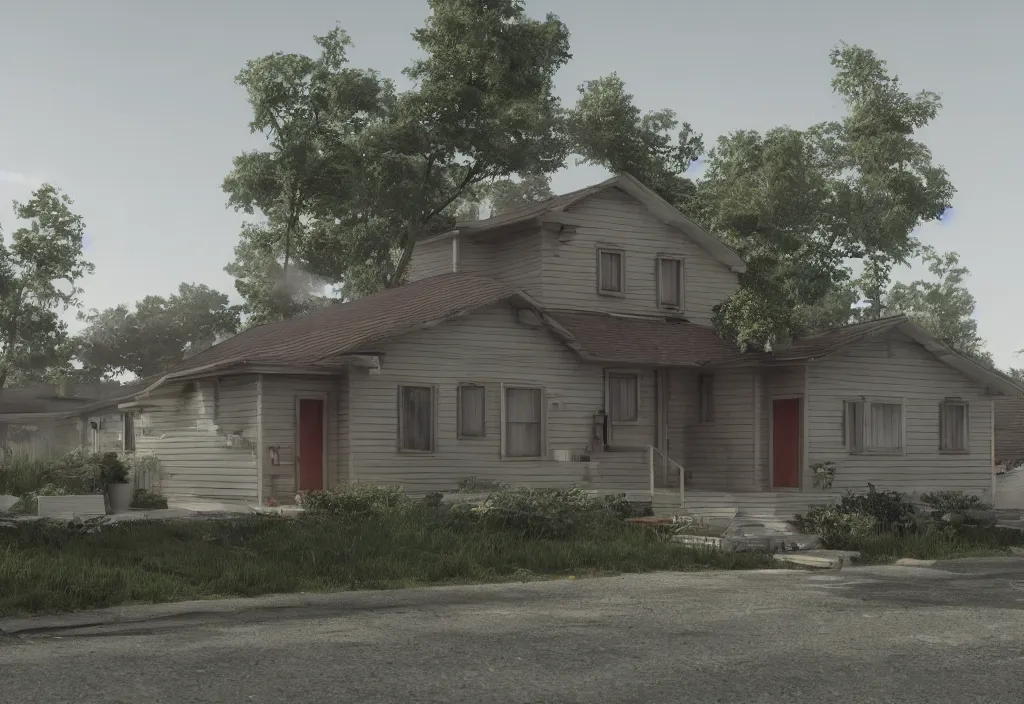 Prompt: kodak portra 4 0 0 photographic and realistic, section of a 7 0 s house, octane render, unreal engine, 4 k, artstation, hyper realistic, wide angle, 3 5 mm, sharp focus, soft light, volumetric light fog, in the style of gregory crewdson