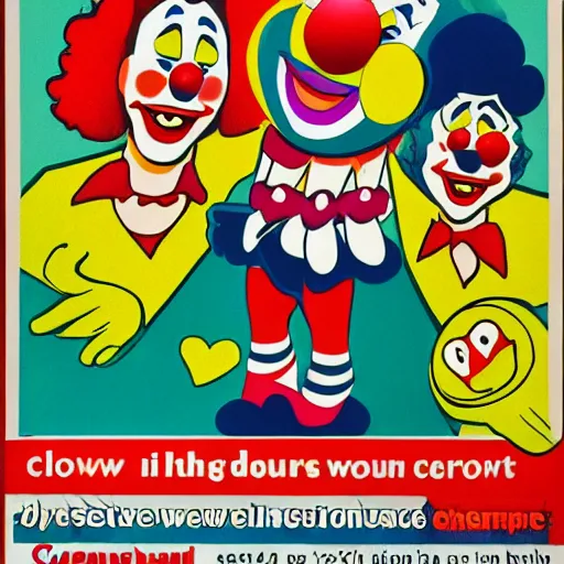 Image similar to clown dating service ad,