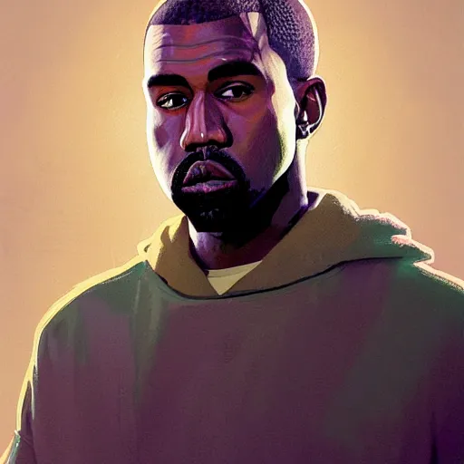 Image similar to highly detailed portrait, kanye west, in gta v, stephen bliss, unreal engine, fantasy art by greg rutkowski, loish, rhads, ferdinand knab, makoto shinkai and lois van baarle, ilya kuvshinov, rossdraws, tom bagshaw, global illumination, radiant light, detailed and intricate environment