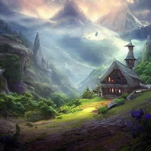 Prompt: nice comfy house fantasy, epic, cinematic, humongous and beautiful landscape