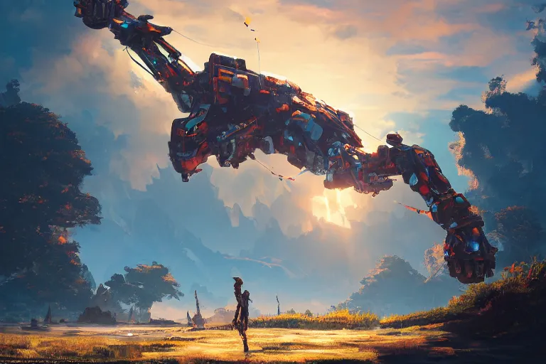 Image similar to sunwing machine mecanical creature robot of horizon forbidden west horizon zero dawn radiating a glowing aura global illumination ray tracing hdr fanart arstation by ian pesty and alena aenami artworks in 4 k