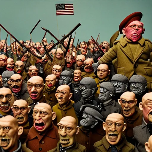 Prompt: january 6 insurrection by otto dix, claymation, hyperrealistic, aesthetic, masterpiece