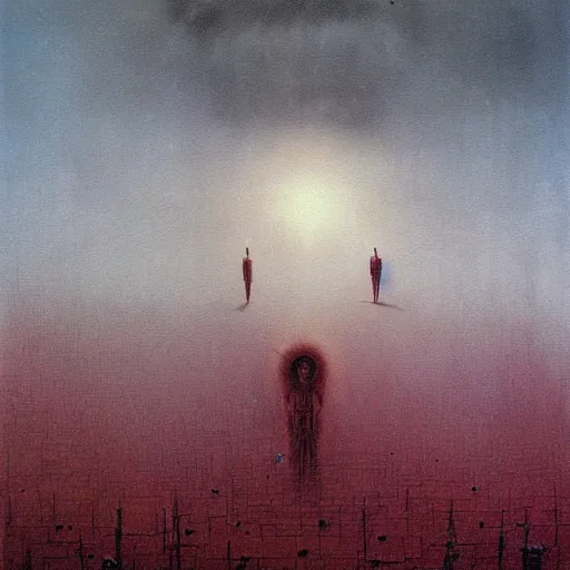 Prompt: apocalyptic painting with beksinski style