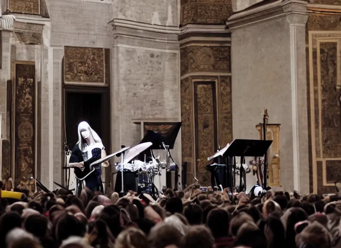 Image similar to a high resolution photograph of sunn o ) ) ) playing live at the vatican