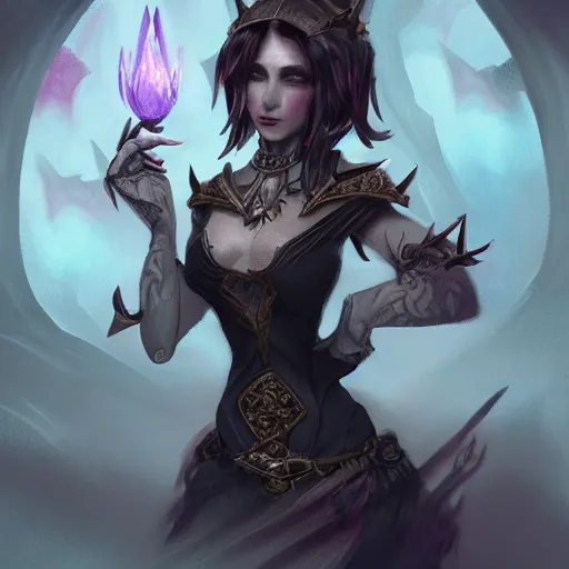 Prompt: a magic the gathering card of a female necromancer, fantasy, d & d, intricate, elegant, highly detailed, digital painting, artstation, concept art, matte, sharp focus, illustration, art in the style of disney