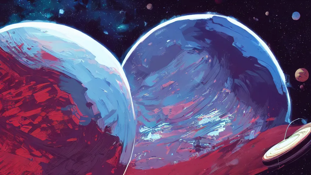 Prompt: very detailed, prophet graphic novel, ilya kuvshinov, rutkowski, simon roy, illustration of a planet viewed from space, wide shot, colorful, deep shadows,
