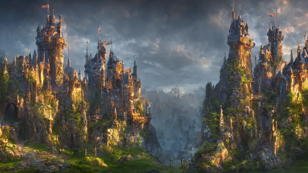 Image similar to fantasy castle, fantasy artwork, very very very beautiful scenery, hd, hdr, ue5, ue6, unreal engine 5, cinematic 4k wallpaper, 8k, ultra detailed, high resolution, artstation, award winning