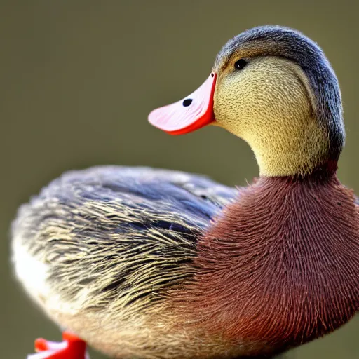 Prompt: duck with teeth smiling