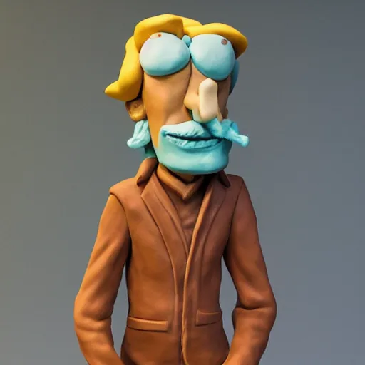Image similar to a clay sculpture of the character rick sanchez