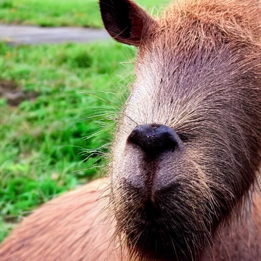 Image similar to human with head of capybara