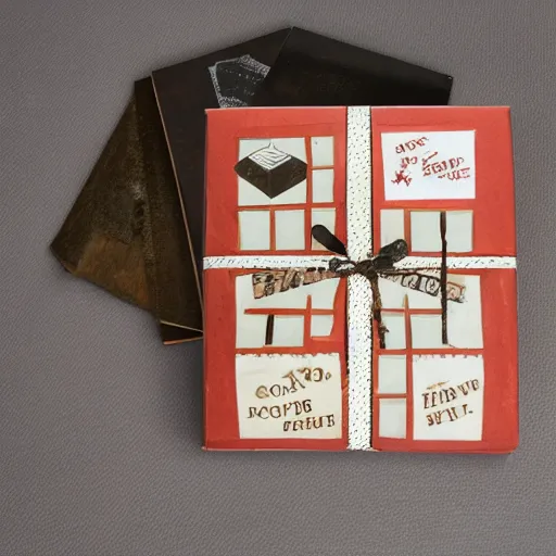 Image similar to vintage craft paper gift box for men, old school, wes anderson style