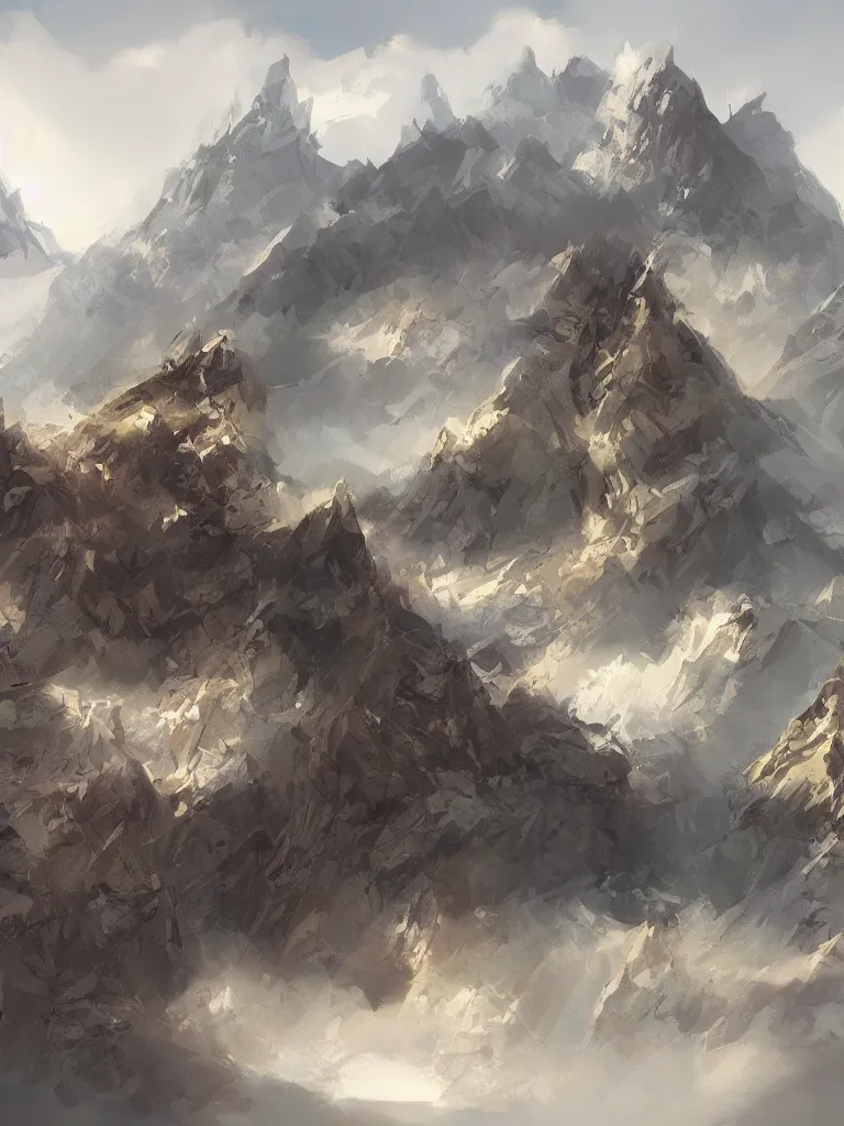 Image similar to moving mountains by disney concept artists, blunt borders, rule of thirds