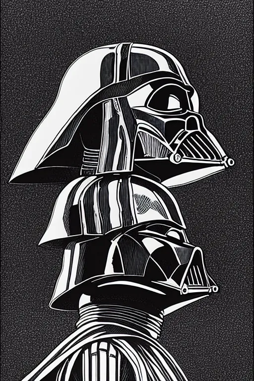 Prompt: a vibrant! sideview waist up portrait of darth vader wearing templar knight armor by laurie greasley and rene magritte, etching by gustave dore, colorful flat surreal ethereal, intricate, sharp focus, illustration, highly detailed, digital painting, concept art, masterpiece