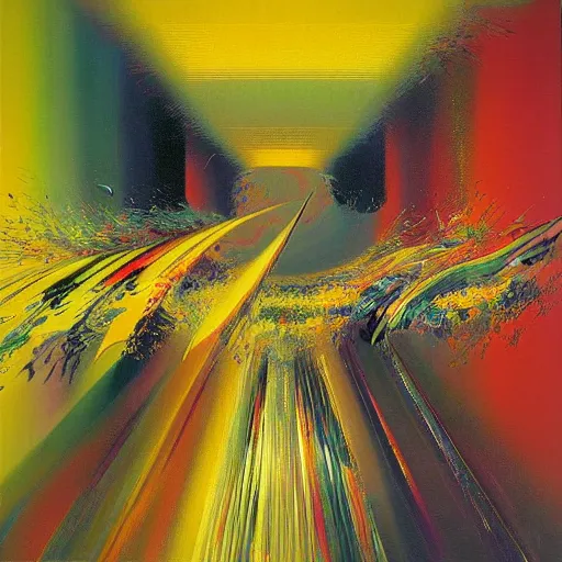 Image similar to abstract art representing momentum, oil painting by john berkey and gabriel dawe, masterwork