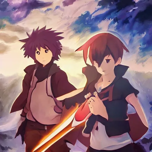 Prompt: grimgar pokemon oil painting