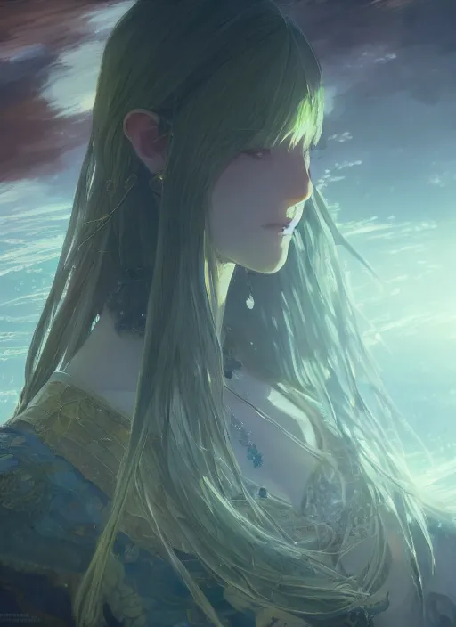 Prompt: a portrait of the emerald herald, intricate, tone mapped, ambient lighting, highly detailed, digital painting, concept art, sharp focus, by makoto shinkai and akihiko yoshida and hidari and wlop
