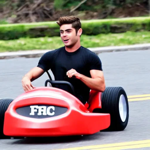 Image similar to zac efron racing a go kart