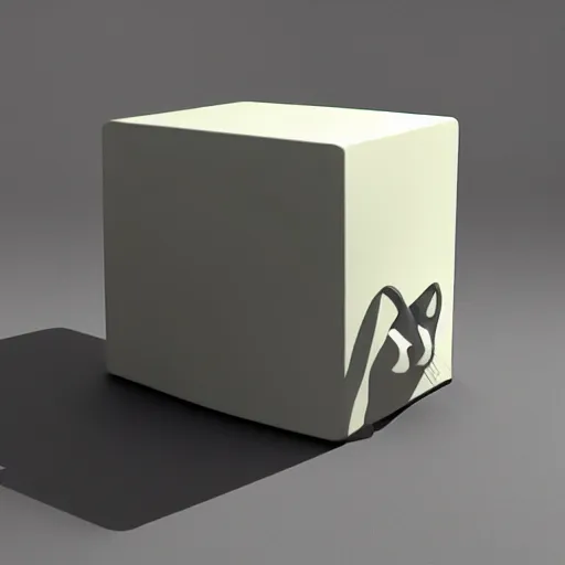 Prompt: A cube shaped like a cat, artstation render