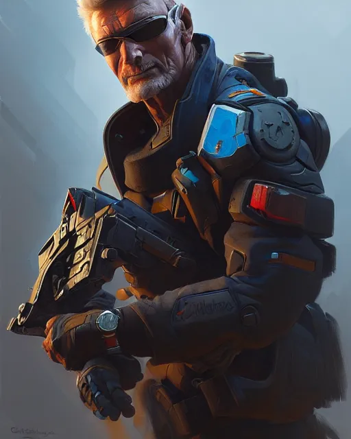 Prompt: soldier 7 6 from overwatch, character portrait, concept art, intricate details, highly detailed by greg rutkowski, michael whelan and gustave dore
