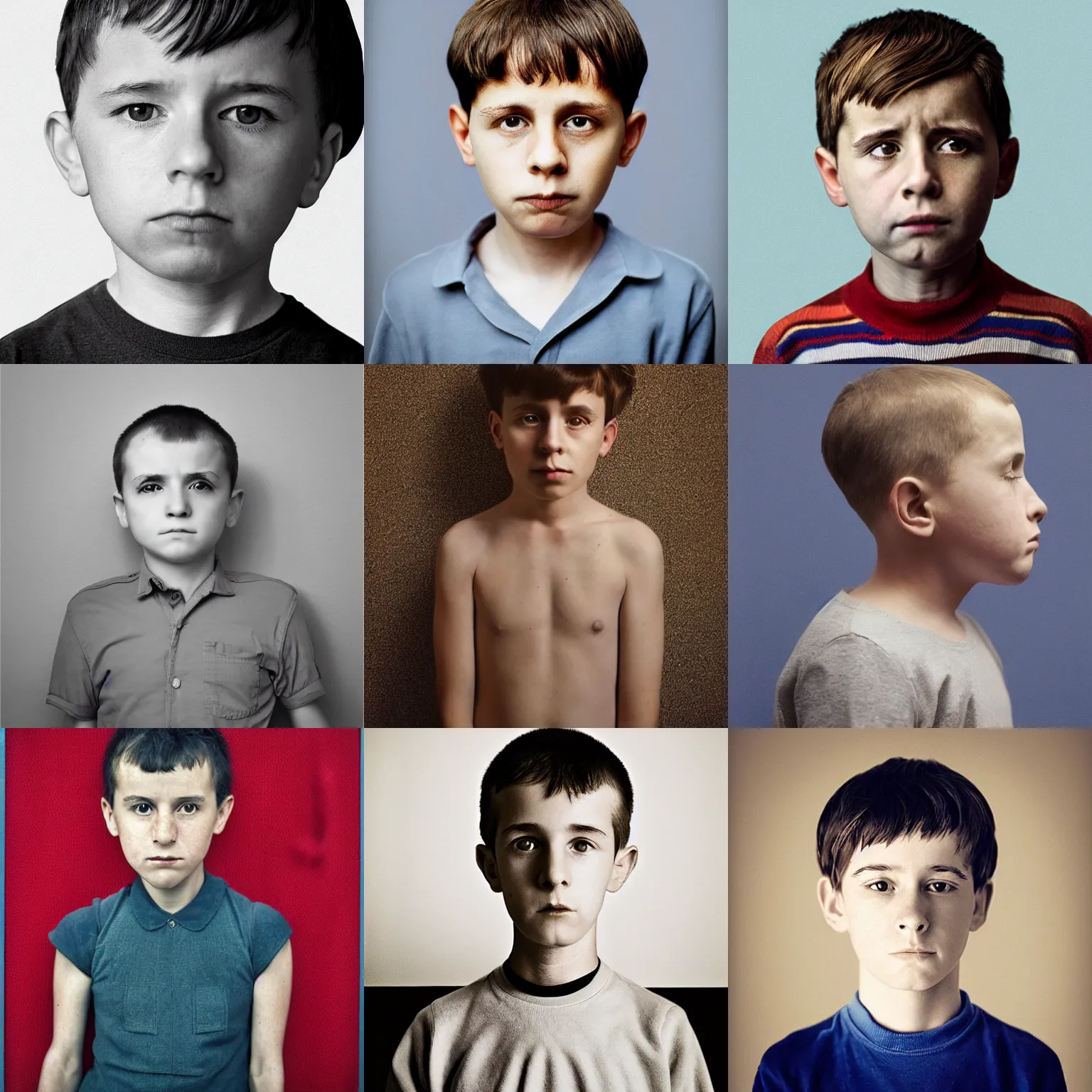 Prompt: portrait of a boy in the style of chema madoz color