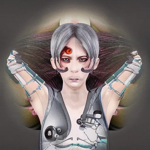 Image similar to young lady cyborg, bioorganic concept