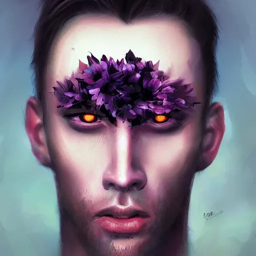 Image similar to the man with the floral eyes, internet photo, digital legend, paranormal, digital painting, ultradetailed, artstation, oil painting, ultradetailed, artstation