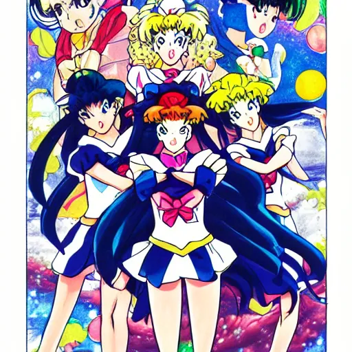 Prompt: sailor moon, illustrated by mato and ken sugimori and akira toriyama, manga, black and white illustration