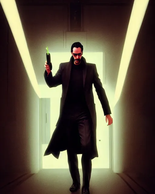 Prompt: highly detailed vfx, a portrait of keanu reeves insanely muscular, wearing the matrix trench coat costume, by stephen bliss, chalk, unrealengine, greg rutkowski, loish, rhads, beeple, chalk, makoto shinkai and lois van baarle, ilya kuvshinov, rossdraws, tom bagshaw, basil gogos