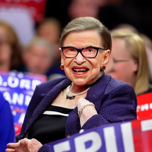 Image similar to ruth bader at a trump rally