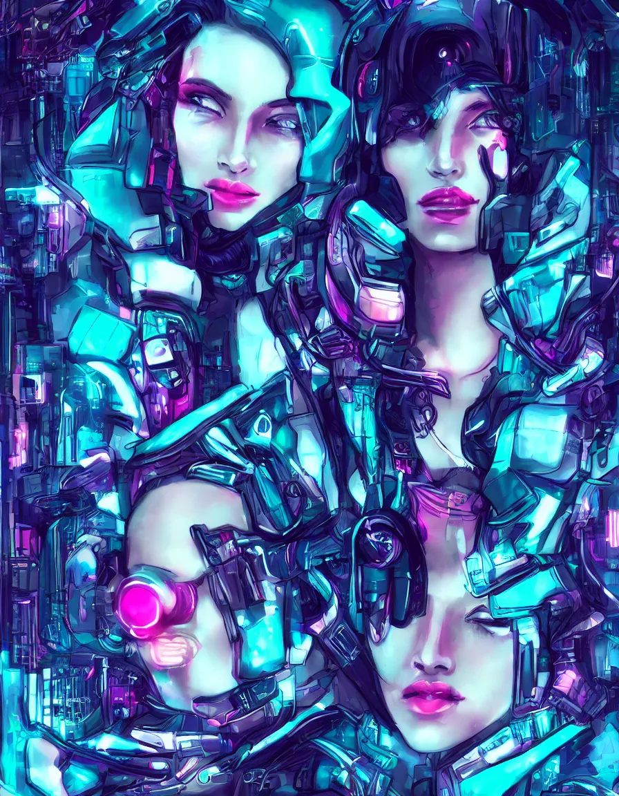 Prompt: lobotomy of a beautiful woman, cyberpunk retrowave, deviantart, digital art