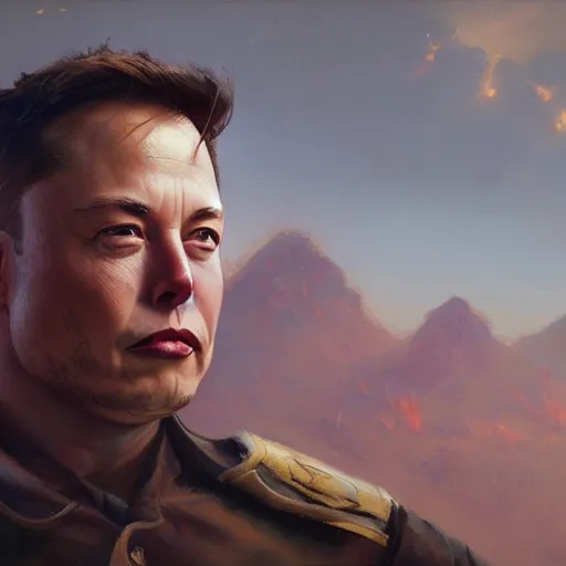 Image similar to Elon Musk as a soldier, closeup character art by Donato Giancola, Craig Mullins, digital art, trending on artstation