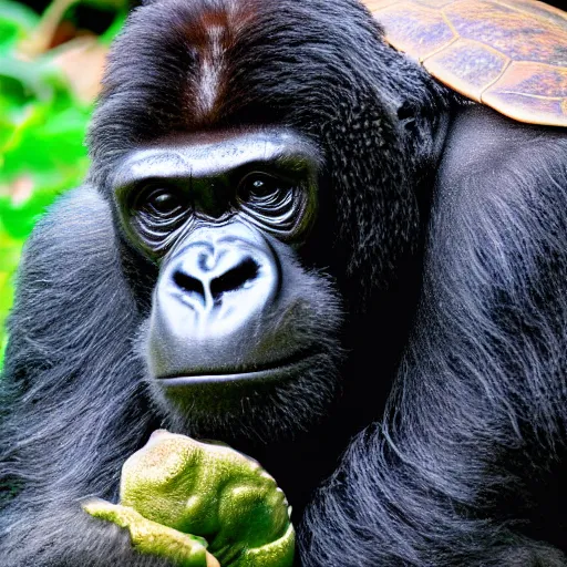 Image similar to turtle gorilla hybrid, photography