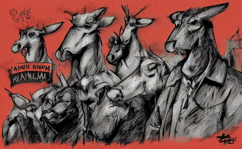 Image similar to “ animal farm by george orwell, digital art, award winning, trending on art station ”