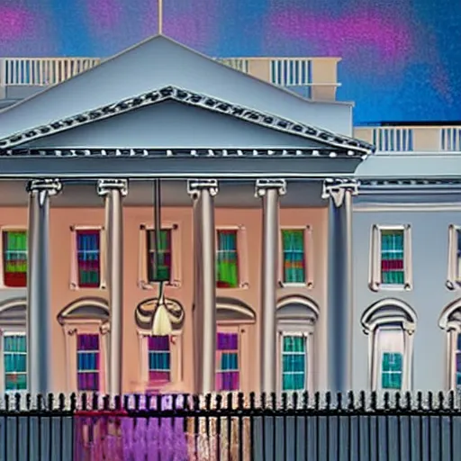 Image similar to the white house in the style of meow wolf