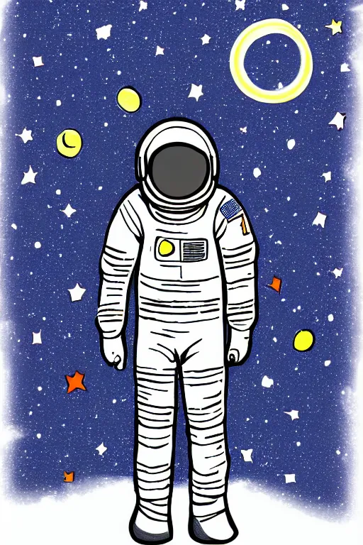 Prompt: basic digital drawing scribble in photoshop of simple astronaut