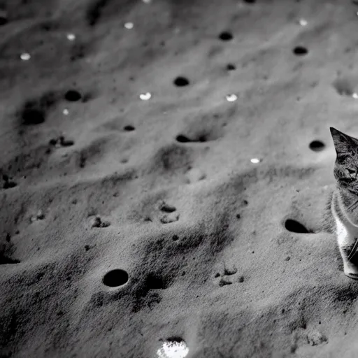 Image similar to black and white photo of a cat on the moon