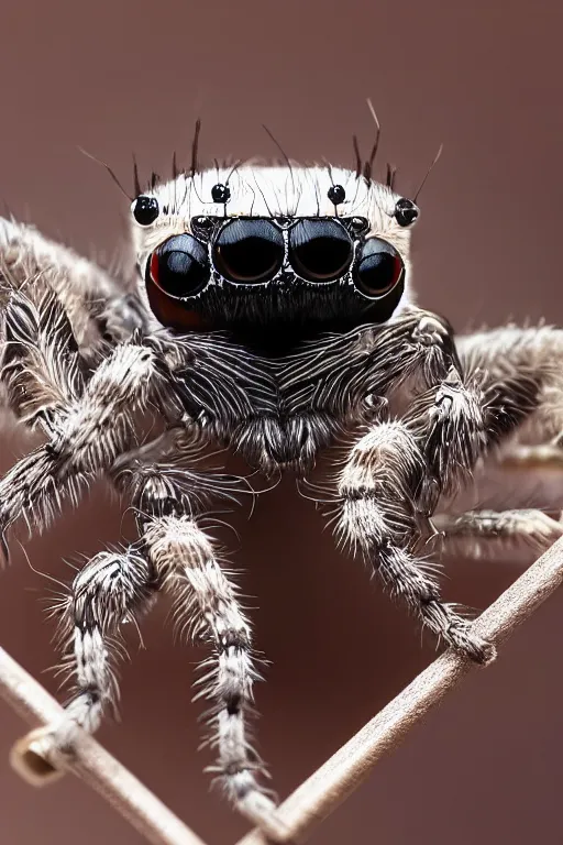 Prompt: 8mm extremely detailed macro photography of a jumping spider playing drums, realistic, 8k, colorful, national geographic, detailed