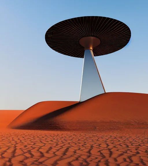 Image similar to dominador circular vertical solar thermal power plant in the desert, spatial structure, former gasometer in rome, white sheets, trending on artstation, behance, octane render, award winning, archviz, matte painting, epic