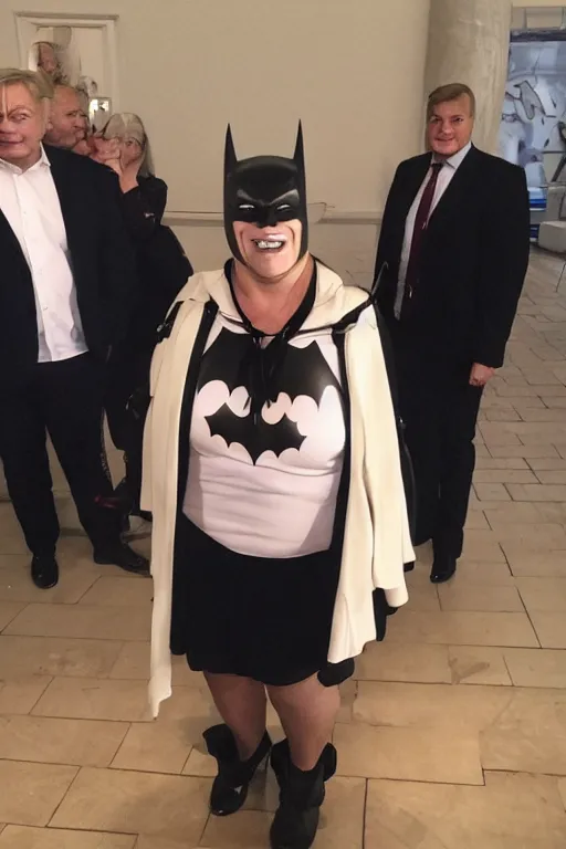 Prompt: Erna Solberg as Batman